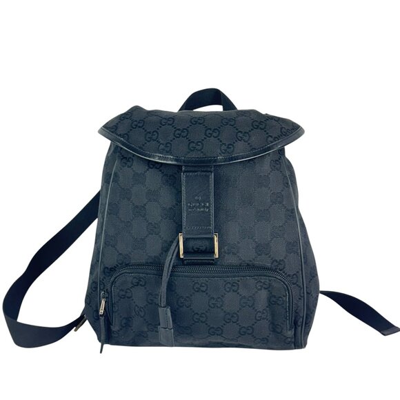 GUCCI Black GG Supreme Canvas Mini Flap Women's Backpack Made in Italy - Picture 1 of 12